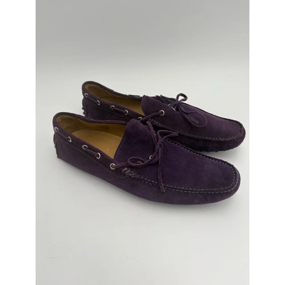 MONZA Men's Purple Leather Suede Driving Car‎ Shoe 42.5/9.5